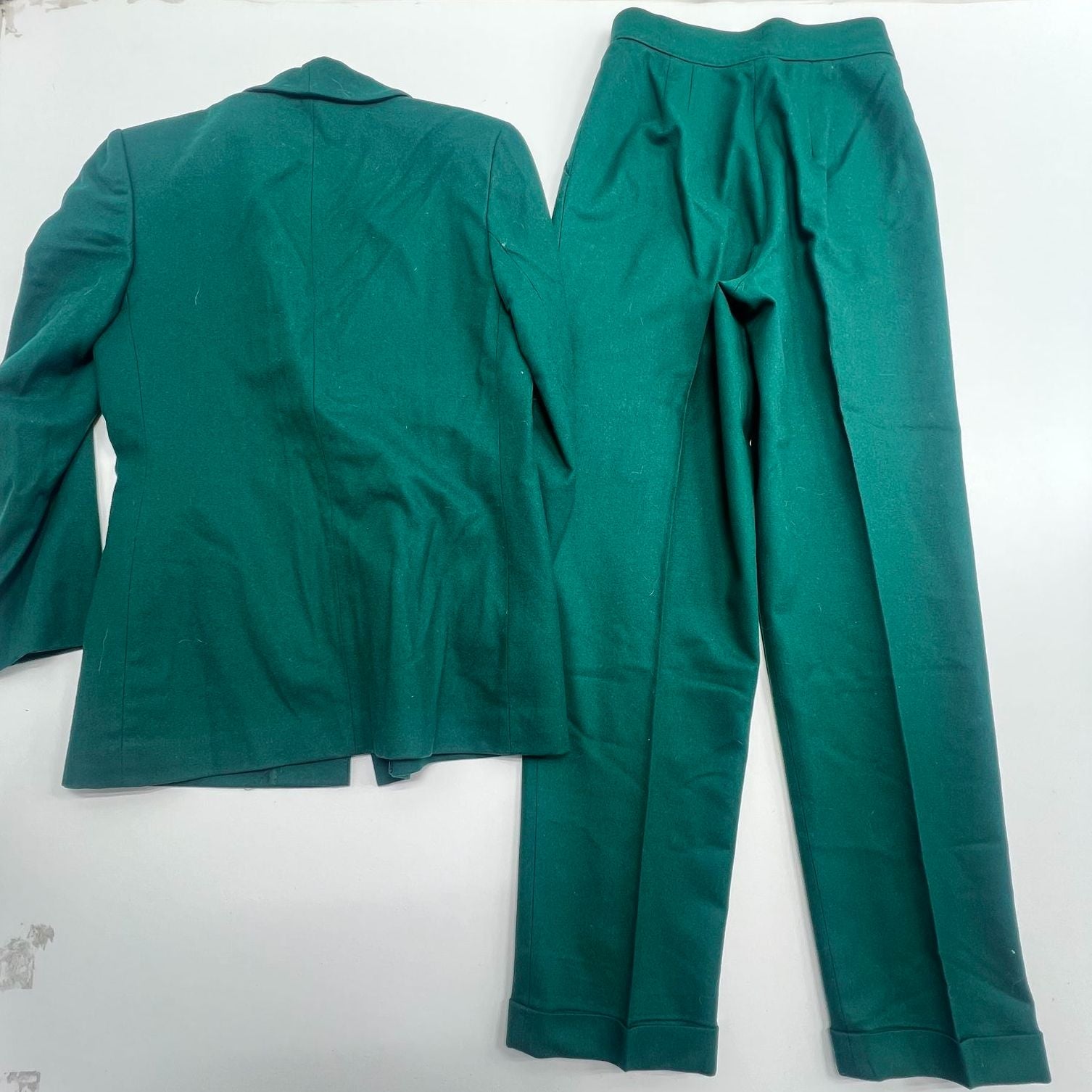 Miss Pendleton Wool Shamrock Green Pant Suit Set Vintage Women's Size 6/8