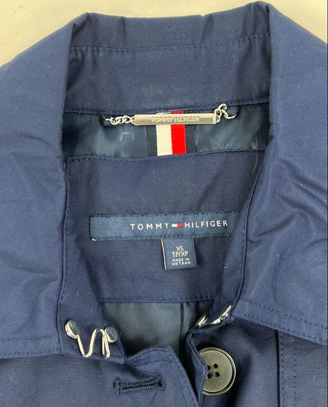 Tommy Hilfiger NWT Navy Blue Single Breasted Belted Trench Coat Jacket Women's