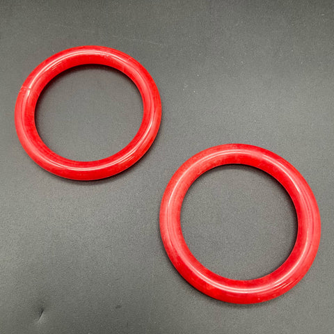 Vintage Natural Red Jade Bangle Bracelets Pair with Original Box Size 7