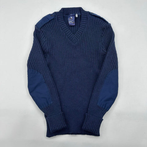Military Equipment Men's Navy Ribbed Wool V-Neck Sweater USAF Certified Sz 42