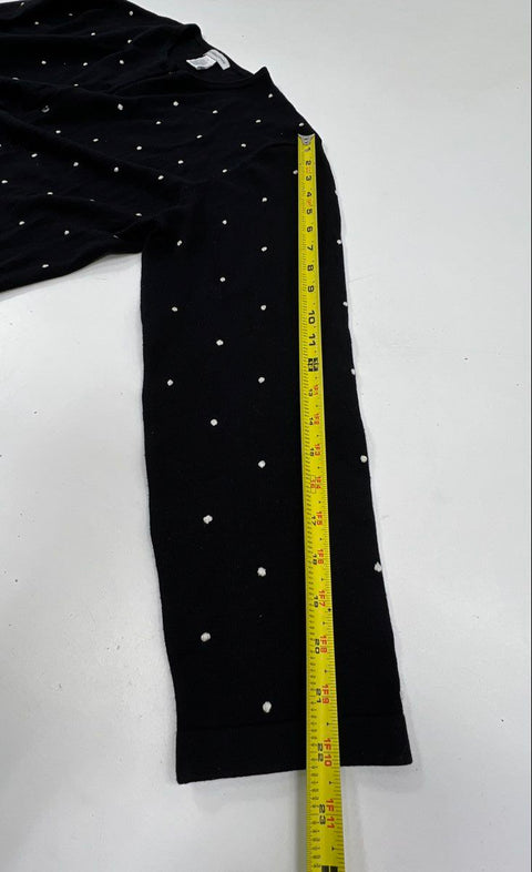 Mark Fore & Strike Women's Black Polka Dot Silk Blend Cardigan Sweater Size L