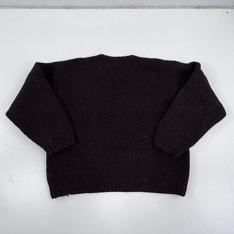 Vintage 90s J. Crew Men's Brown Chunky Wool Striped Crewneck Sweater Sz XL