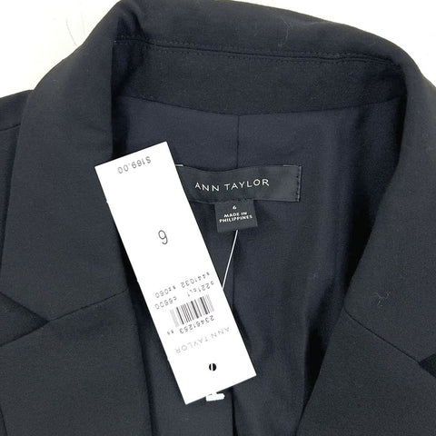 Ann Taylor Black Single Button Blazer Jacket Women's Size 6 NWT