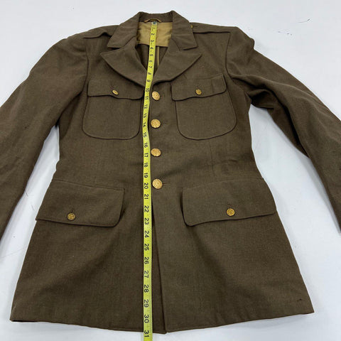 Vintage 1940s US Army Wool 4-Pocket Service Coat Tunic Brass Buttons Sz 38R