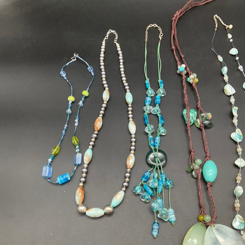Boho Beaded and Cord Eclectic Statement Necklace Jewelry Lot of 7 Pieces