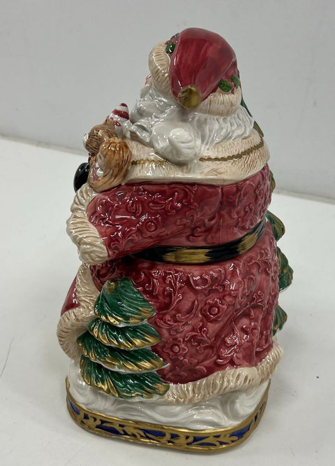 Vintage 1994 Fitz & Floyd Omnibus Santa Holiday Cookie Jar Hand Painted Large