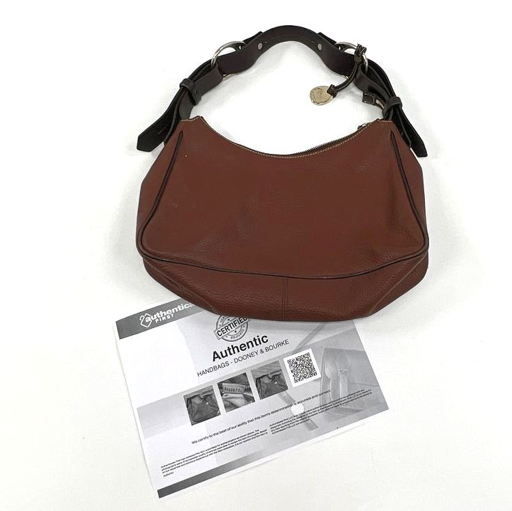 COA Women's Dooney & Bourke Brown Genuine Leather Shoulder Bag Purse Zip Closure