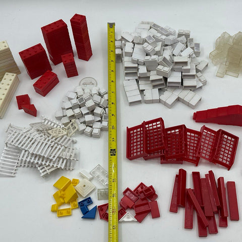 Vintage Elgo Toy Bricks Building Block Lot Mixed Parts Windows Fences Red White