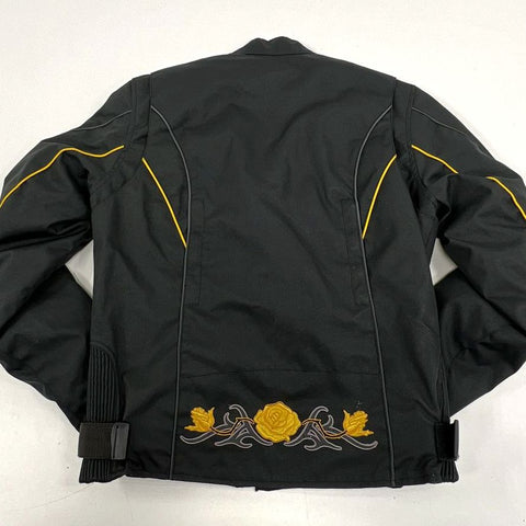 Revolution Gear Black Textile Motorcycle Jacket Embroidered Rose Women's Size S