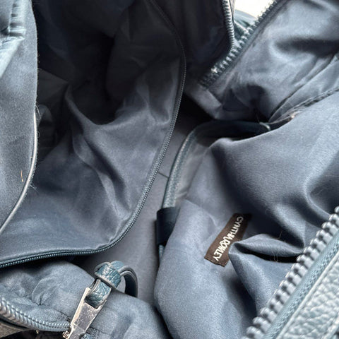 Cynthia Rowley Navy Blue Quilted Puffer Duffle Bag Large Travel Gym Bag