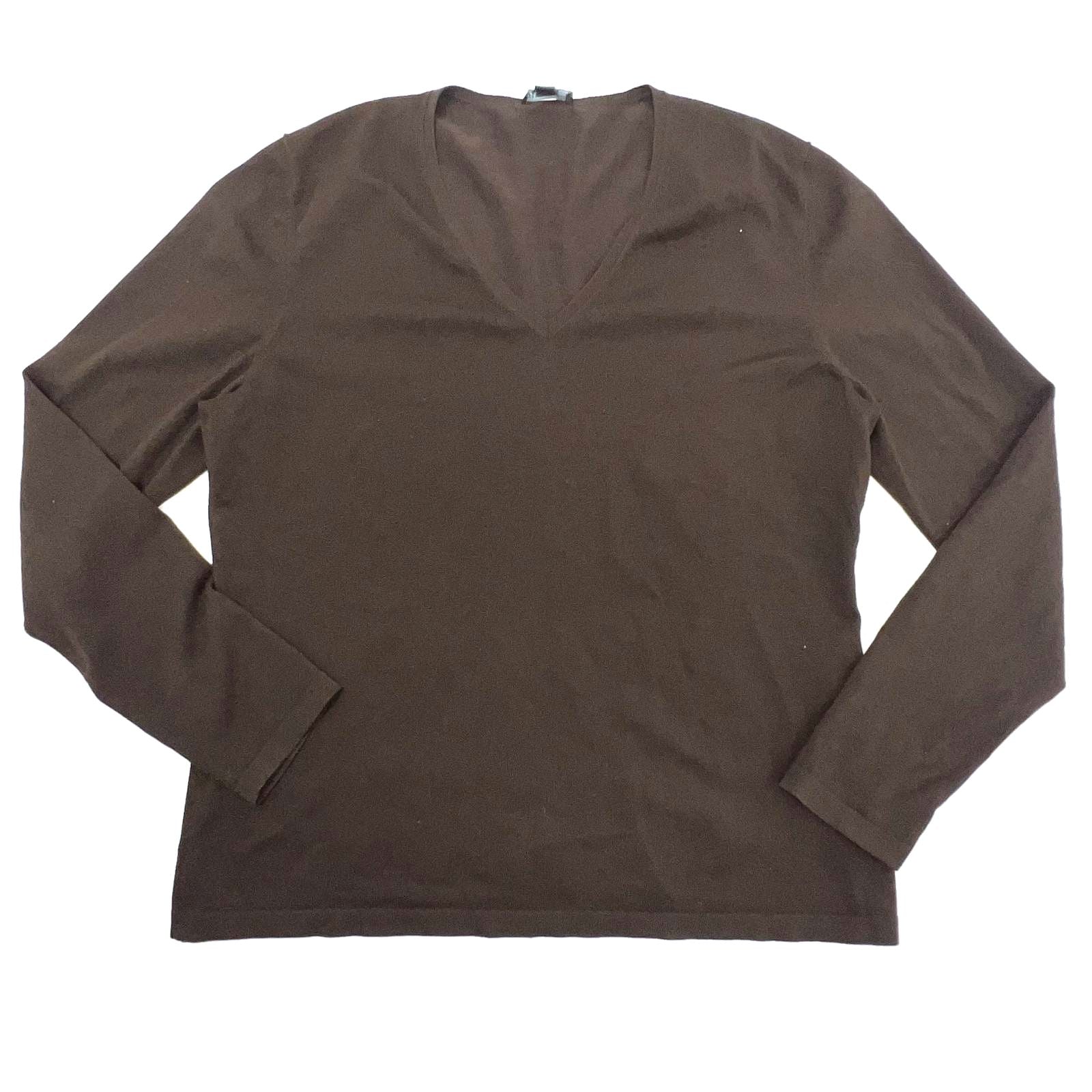 Lafayette 148 New York Brown Long Sleeve Silk Blend Size Large