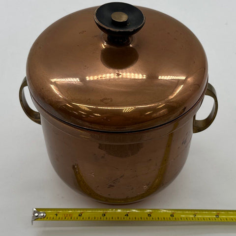 Farber Brothers Solid Copper Ice Bucket with 2 Quart Pyrex Liner Vintage