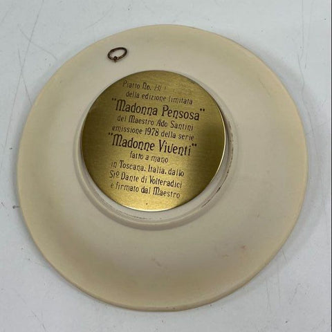 Lot of 2 Vintage Relief Wall Plates A. Santini Madonna & Gayle Bright Appleby