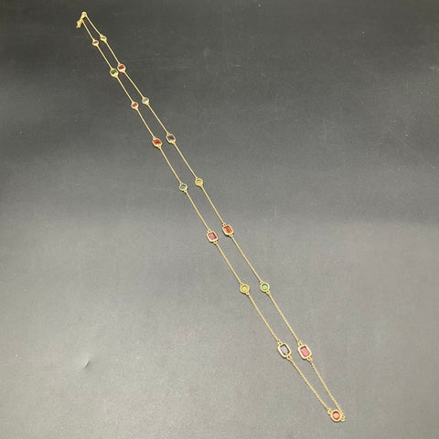 Kate Spade New York Gold Tone Multi-Color Stone Station Long Necklace 38"