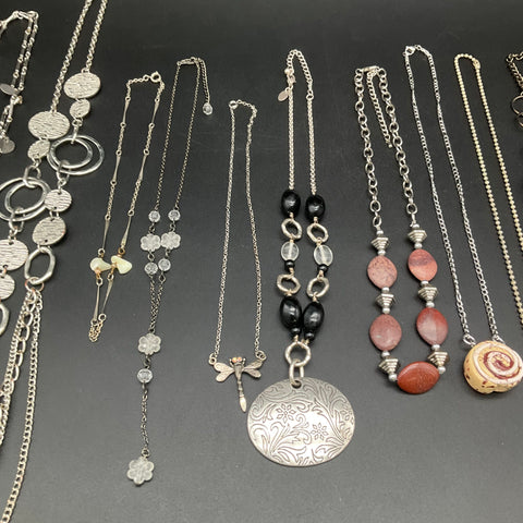 Vintage & Modern Costume Jewelry Lot 13 Necklaces Pendants Beaded Boho Style