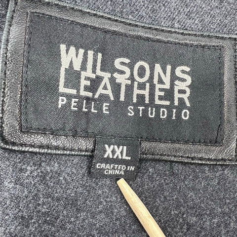 Vintage 90s Wilsons Leather Pelle Studio Trench Coat Jacket Black Sz XXL
