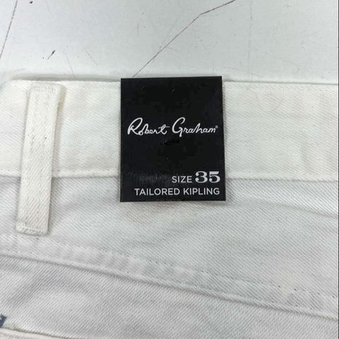 Robert Graham Men's NWT Palin Tailored Kipling White Denim Jeans Size 35