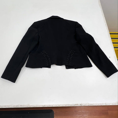 Isabel De Pedro Women's Black Blazer Vintage Y2K Mr Cat Lace Up Cropped US 12