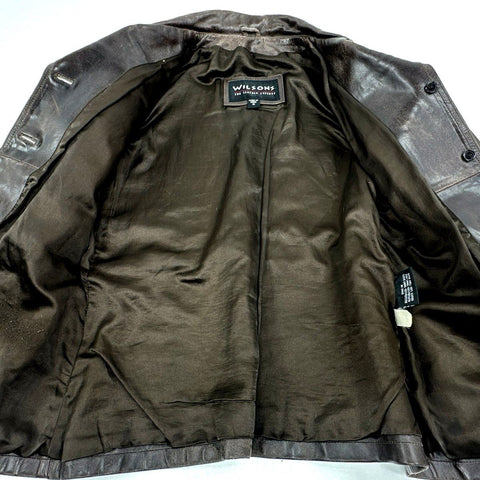 Wilsons Leather Women's Brown Vintage Y2K Button Front Collared Jacket Size M