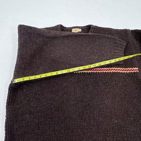 Vintage 90s J. Crew Men's Brown Chunky Wool Striped Crewneck Sweater Sz XL
