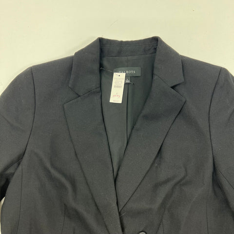 Talbots NWT Black Double Breasted Tencel Linen Blend Blazer Women's Size 6