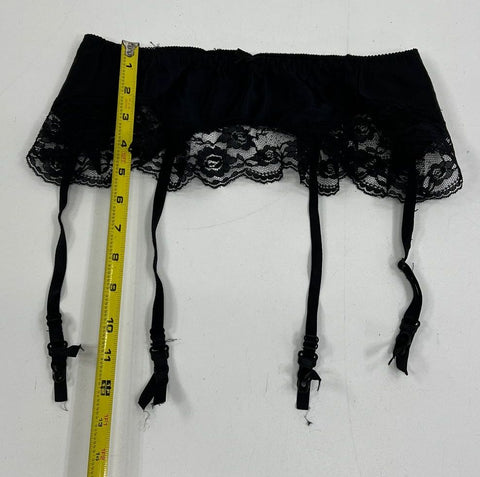 Vintage Women's Black Synthetic Lace Garter Belt Lingerie - No Size