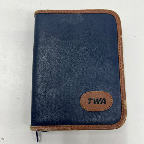 Vintage 80s TWA Airlines Amenity Kit Travel Bag Pouch Folio Lot of 2