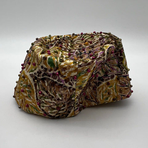 Vintage 60s Hovland-Swanson Women's Beaded Metallic Brocade Pillbox Hat