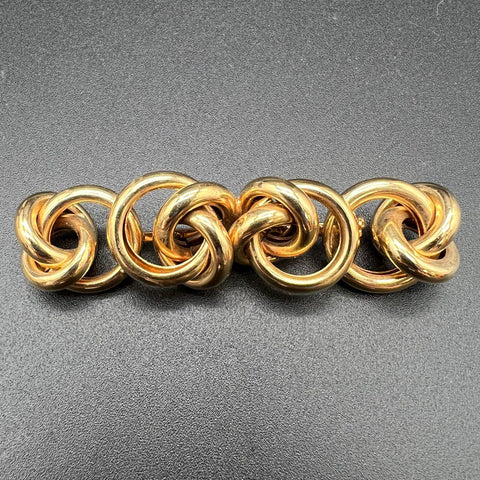 Kirks Folly Gold Plated Interlocking Twist Knot Bar Pin Brooch Vintage