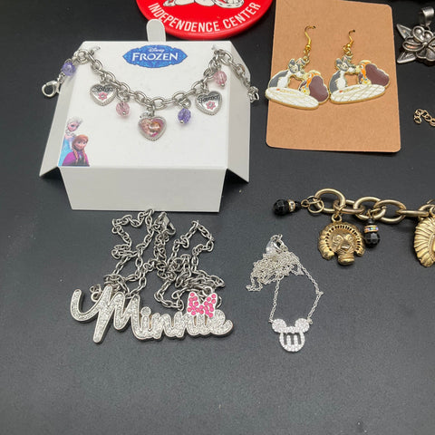 Disney Jewelry Lot 18pc Minnie Mouse Stitch Lion King Frozen Necklaces Bracelet