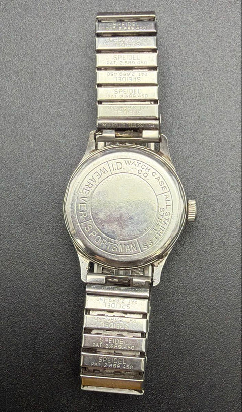 Vintage Wearever Sportsman Military Style Manual Wind Watch Speidel Band 7"