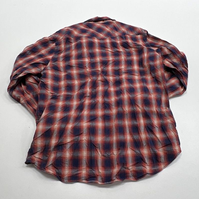 AE Outfitters Red Blue Plaid Button-Up Long Sleeve Shirt Women's Size Large