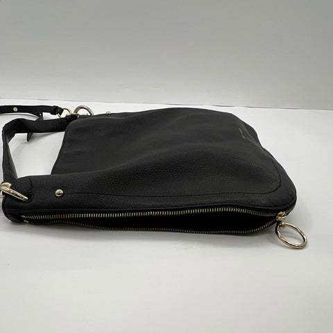 Rebecca Minkoff Black Pebbled Leather Hobo Shoulder Bag Gold Hardware