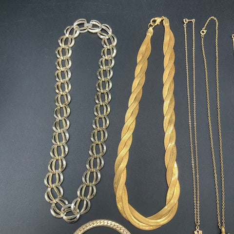 Vintage Avon Gold Silver Tone Jewelry Set 7pc Necklaces Bracelet Rhinestone