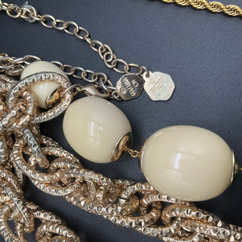 Graziano Gold Tone & Stainless Steel Cross Tassel Necklace Jewelry Lot of 5