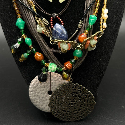 Fashion Jewelry Necklace Lot 20 Pieces Beaded Multi-Strand Boho Pendants