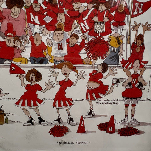 John Holladay Nebraska Fever! Cornhuskers Football Print 16x20 Framed 1981