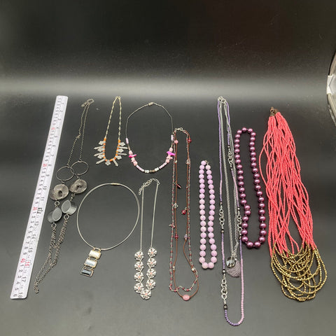Vintage and Modern Costume Jewelry Lot of 10 Beaded and Silver Tone Necklaces