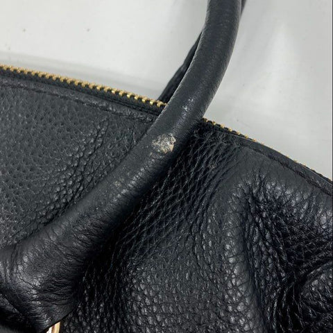 Michael Kors Black Pebbled Leather Hamilton Weekender Satchel Gold Hardware