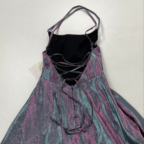 NWT Xtraordinary Womens Teal Pink Iridescent Gown Lace Up Prom Dress Size 5