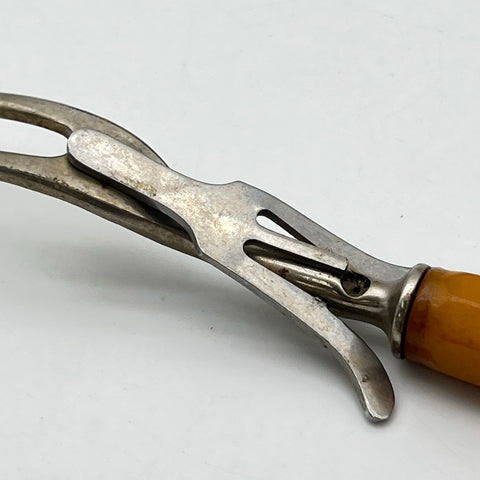 Vintage Serving Fork Meat Carving with Ejector Faux Bakelite Handle 9 Inch