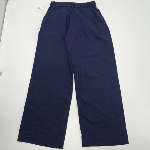 Gap NWT Navy Blue 365 High Rise Linen-Blend Wide-Leg Trouser Pants Women's 8