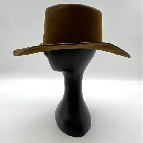 Vintage 80s Brown Suede Western Cowboy Hat Wide Brim Cattleman Sz M