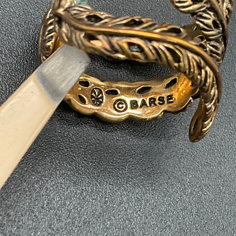 Barse Bronze Tone Feather Wrap Bypass Ring Size 7 Adjustable Thailand