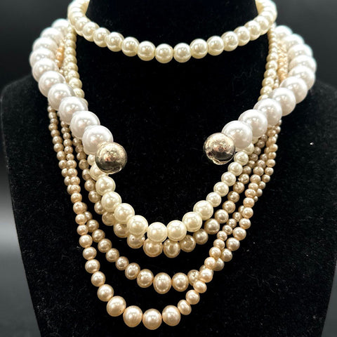 Faux Pearl Costume Jewelry Lot Vintage to Modern Necklaces Multi-Strand