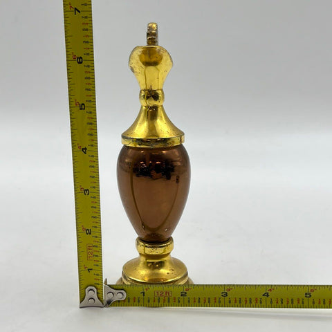 Vintage Brass and Amber Glass Pitcher Jug Serpent Handle Made in England 1950s