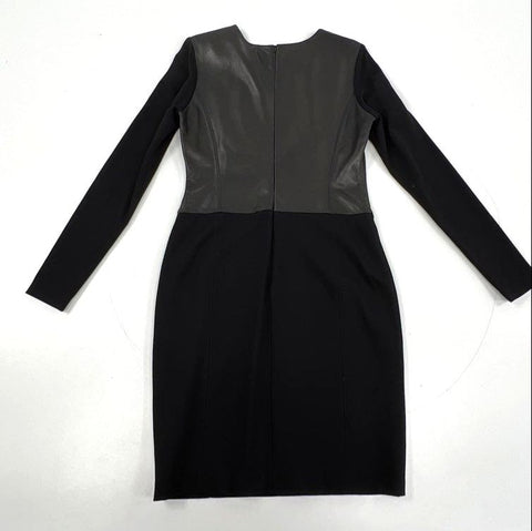 Antonio Melani Women's Kee Black Leather Bodice Long Sleeve Sheath Dress Sz 6