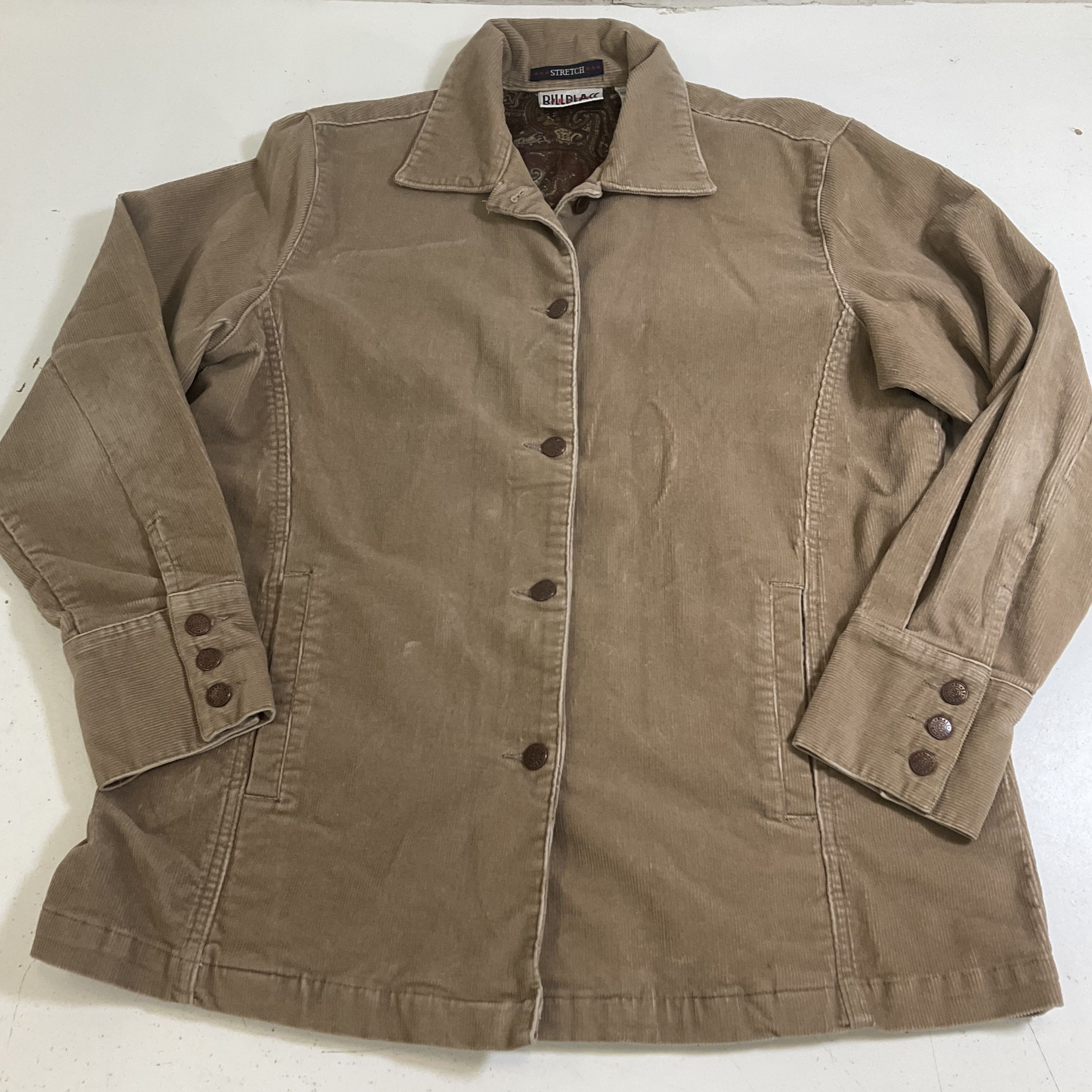Vintage Y2K Bill Blass Jeans Tan Corduroy Chore Jacket Men's M Paisley Lined