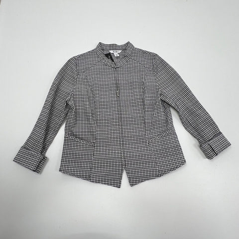 WHBM NWT Black White Mini Plaid Band Collar Jacket Women's Size 14