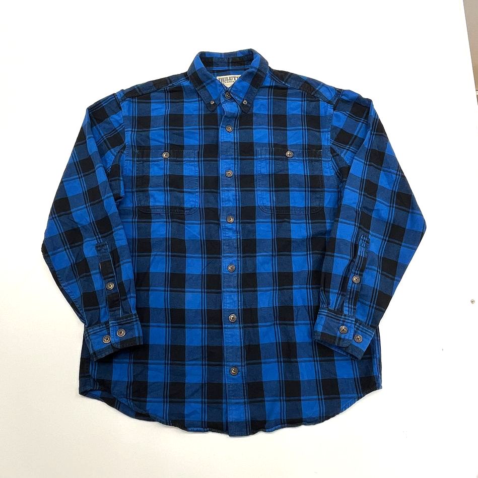 Men's Duluth Blue & Black Plaid Button Up Long Sleeve Shirt - Size Medium